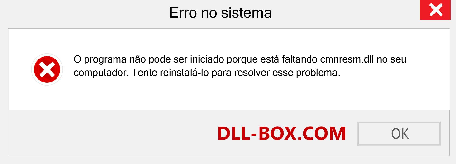 Arquivo cmnresm.dll ausente ?. Download para Windows 7, 8, 10 - Correção de erro ausente cmnresm dll no Windows, fotos, imagens